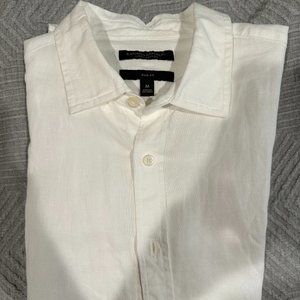 Banana Republic Cotton Linen Button Down Short Sleeve Shirt Medium Slim Fit